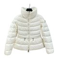 Moncler Stand-Collar Down Jacket with Drawstring Waist - Ivory