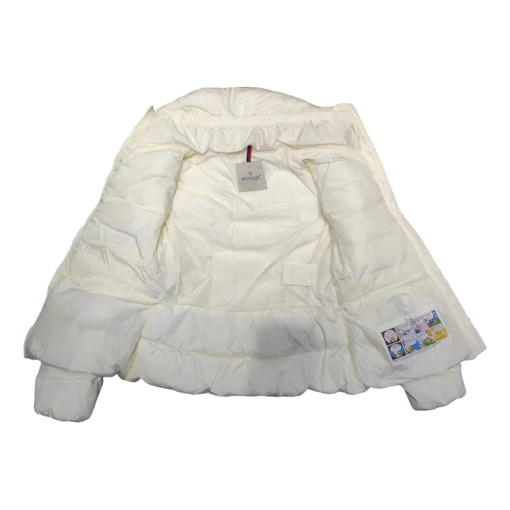 Moncler Stand-Collar Down Jacket with Drawstring Waist - Ivory