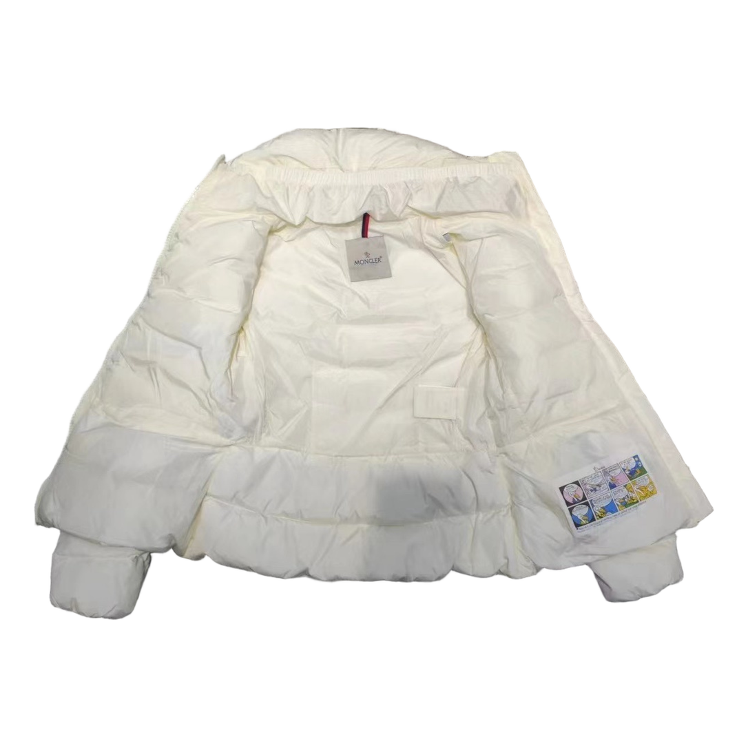 Moncler Stand-Collar Down Jacket with Drawstring Waist - Ivory