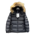Moncler Short Down Jacket with Fur-Trim Hood - Black