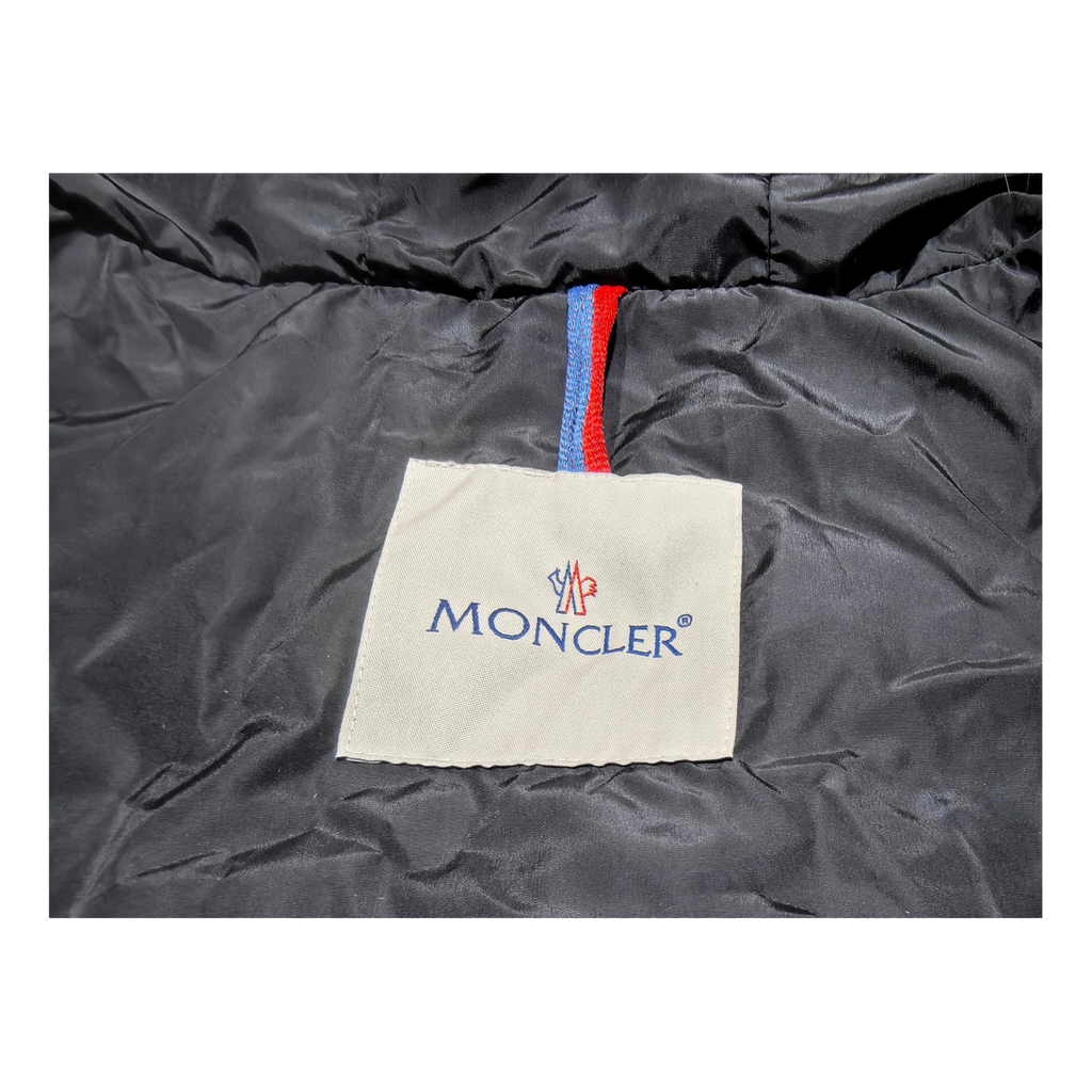 Moncler Belted Down Jacket with Fur-Trim Hood & Four Pockets - Black