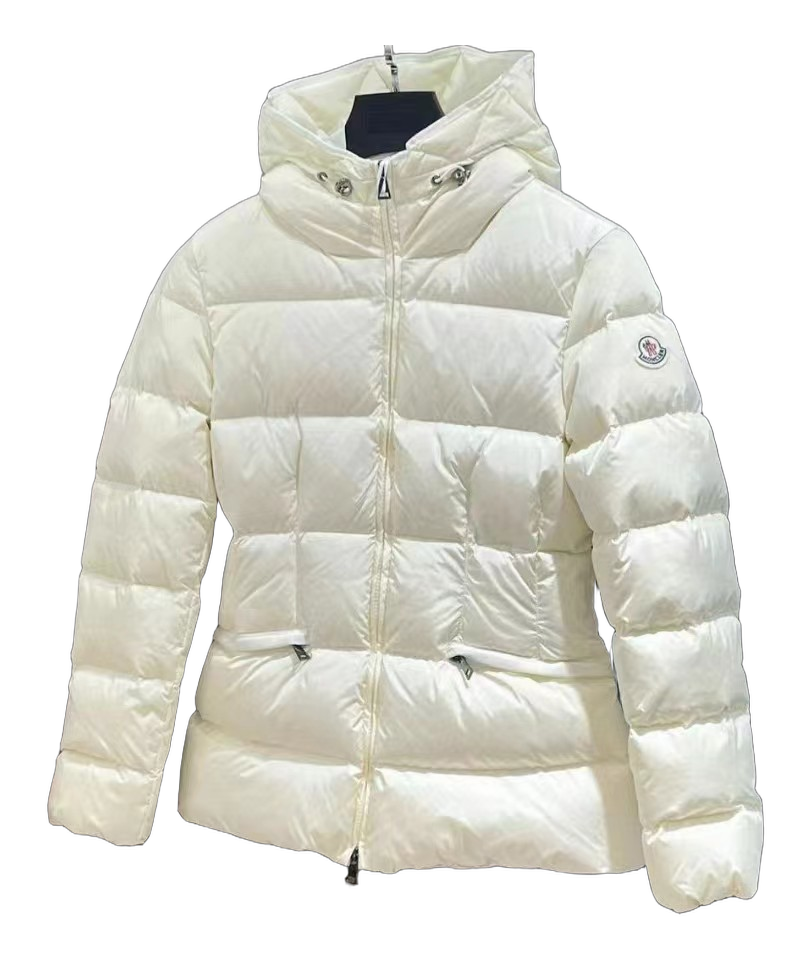 Moncler Fitted Short Hooded Down Jacket - Ivory