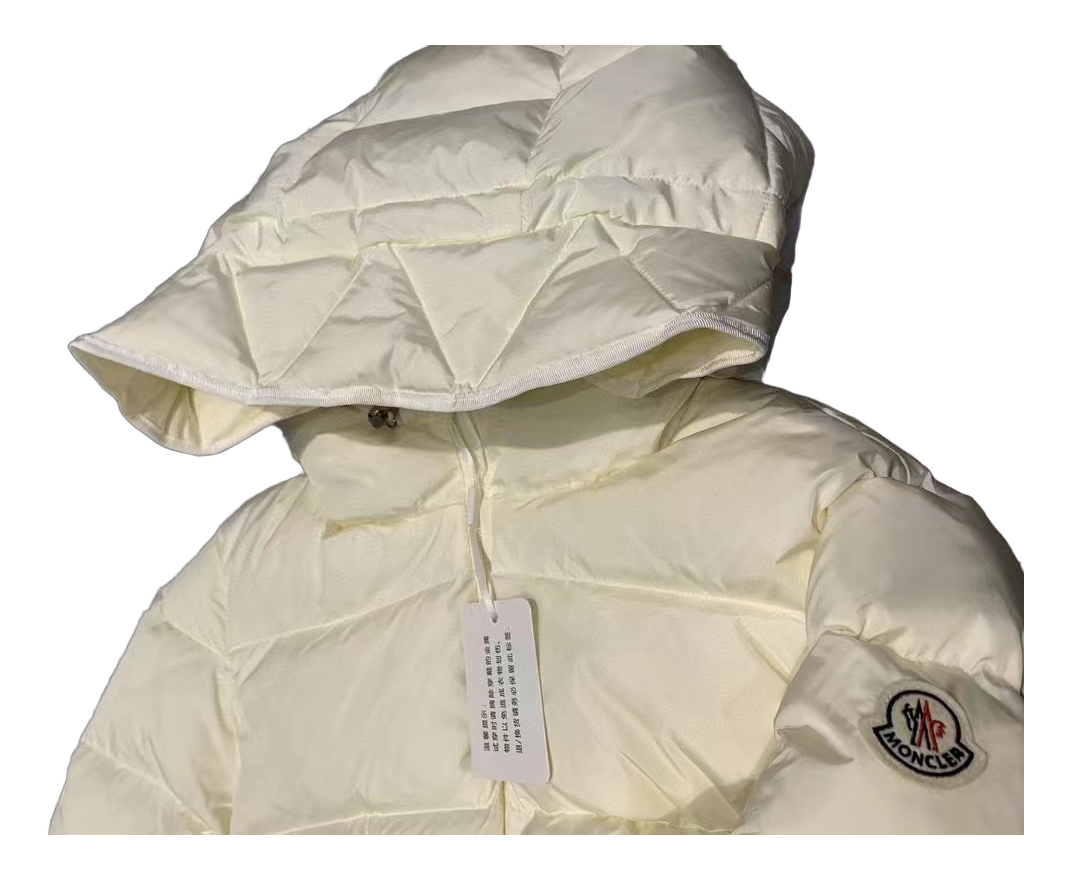 Moncler Fitted Short Hooded Down Jacket - Ivory