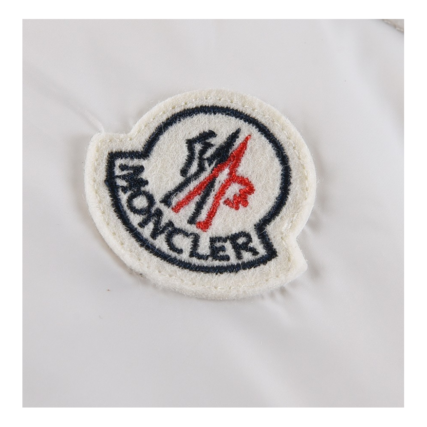 Moncler Glossy Hooded Down Jacket with Tricolor Sleeve Stripe