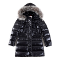Moncler Long Puffer Jacket with Fur-Trim Hood & Drawstring Waist