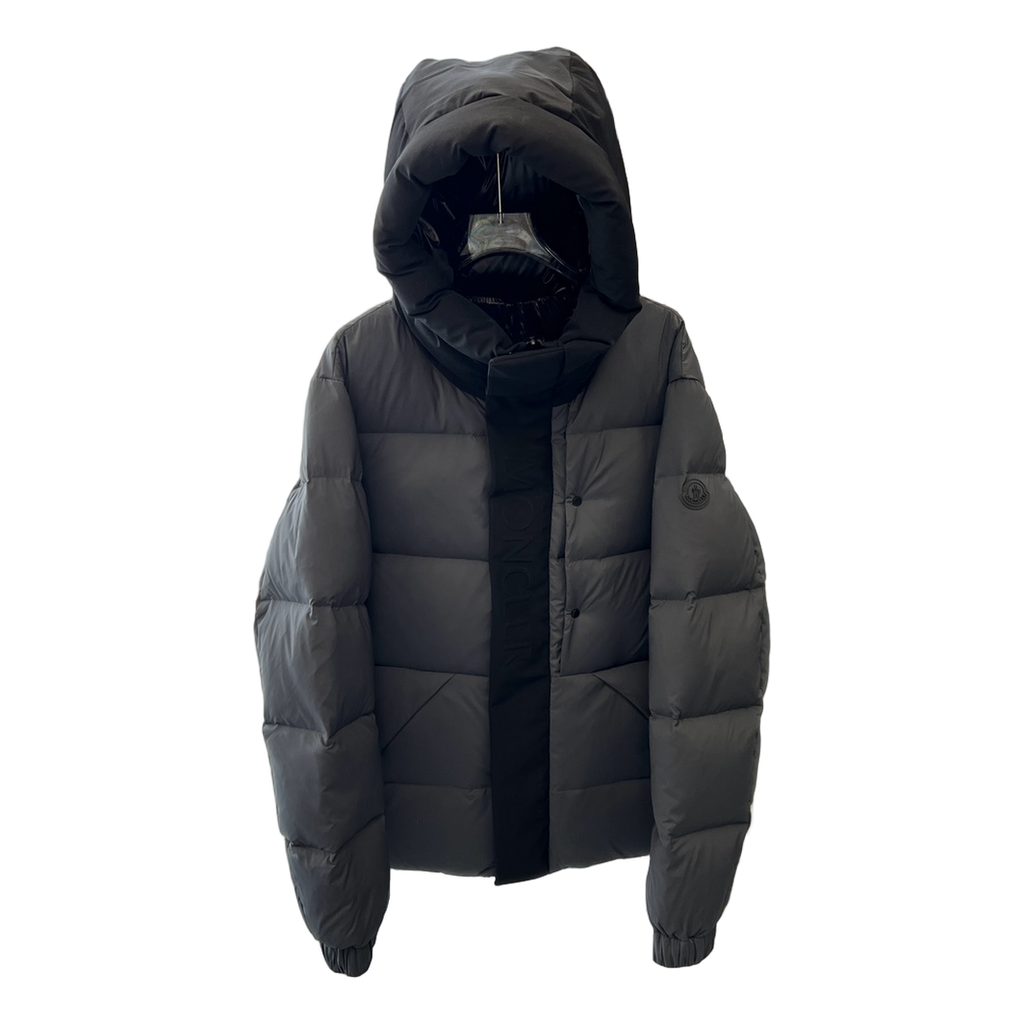 Moncler Contrast-Hood Color-Block Down Jacket