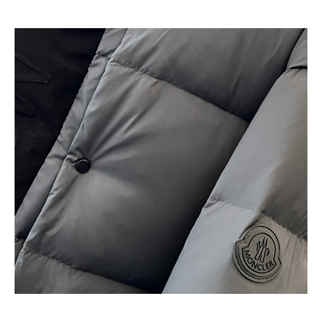 Moncler Contrast-Hood Color-Block Down Jacket