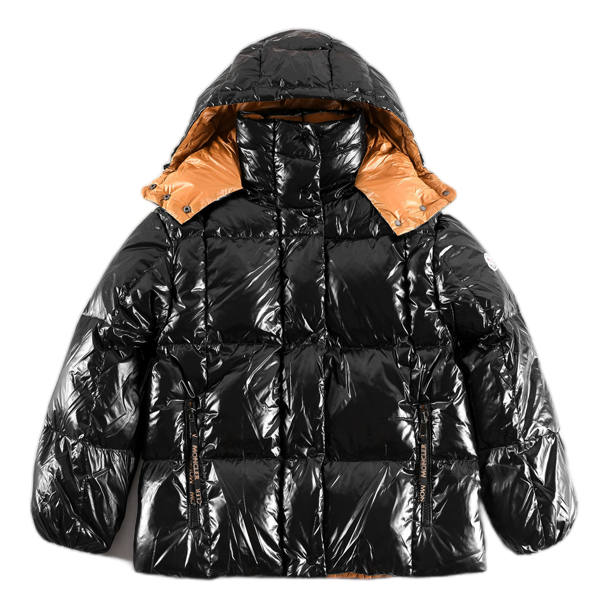 Moncler Glossy Short Down Jacket with Copper-Tone Lining - Black