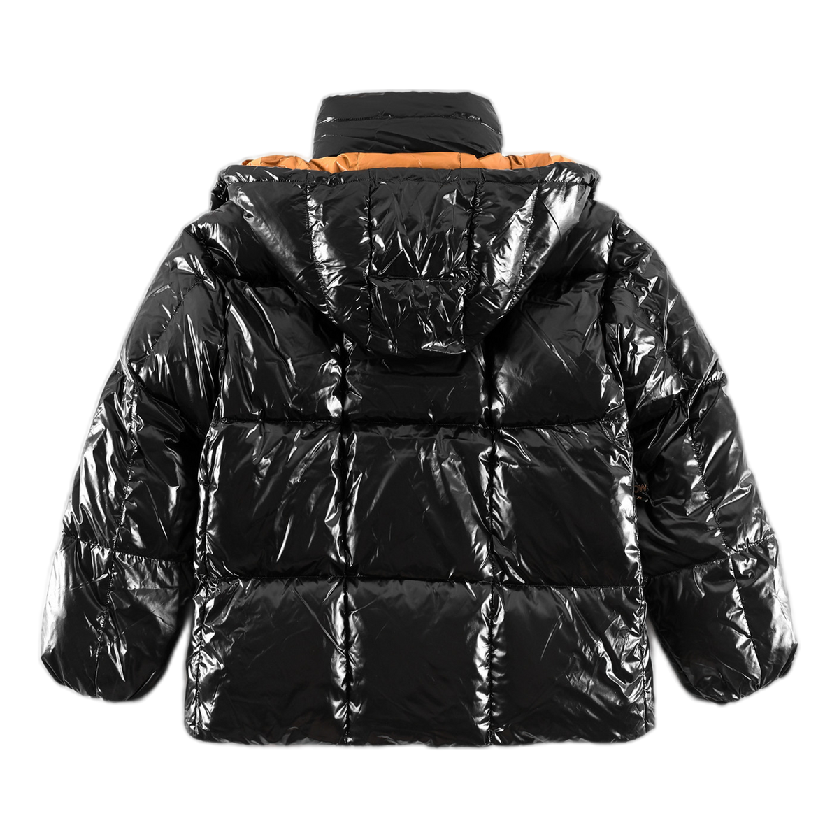 Moncler Glossy Short Down Jacket with Copper-Tone Lining - Black