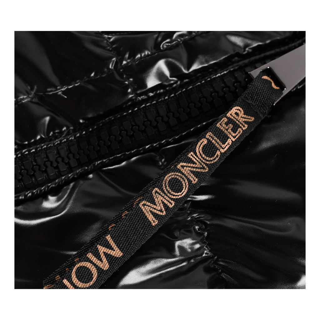 Moncler Glossy Short Down Jacket with Copper-Tone Lining - Black