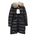 Moncler Four-Pocket Long Down Coat with Fur-Trim Hood - Black