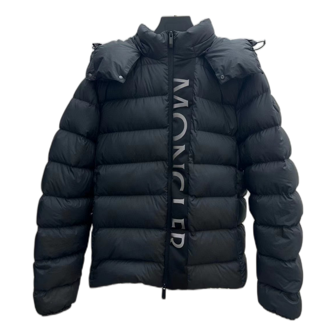 Moncler Vertical-Logo Snap-Front Down Jacket - Black
