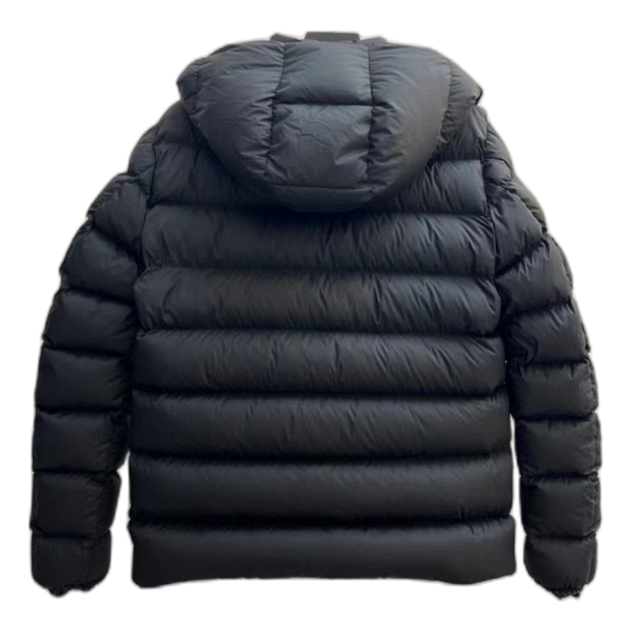 Moncler Vertical-Logo Snap-Front Down Jacket - Black