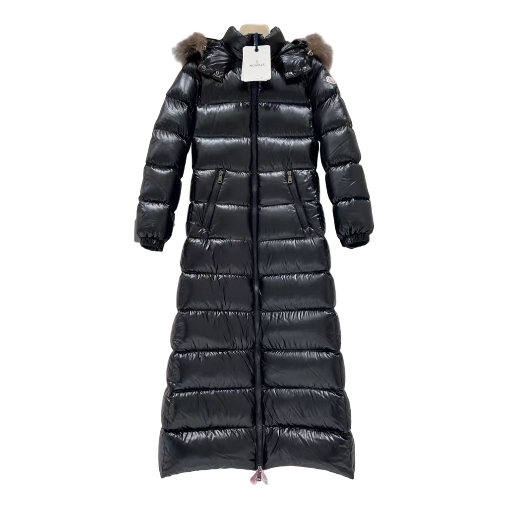 Moncler Hudson Fur-Trim Long Puffer Coat