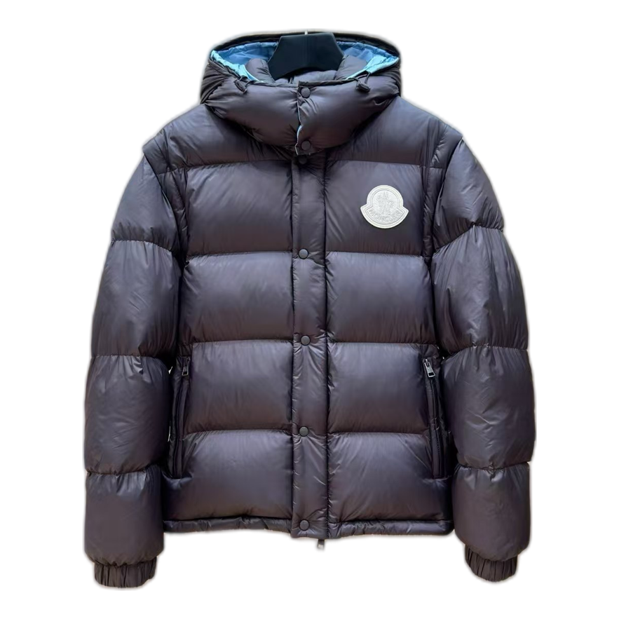 Moncler Hooded Puffer Jacket with Oversized Chest Badge