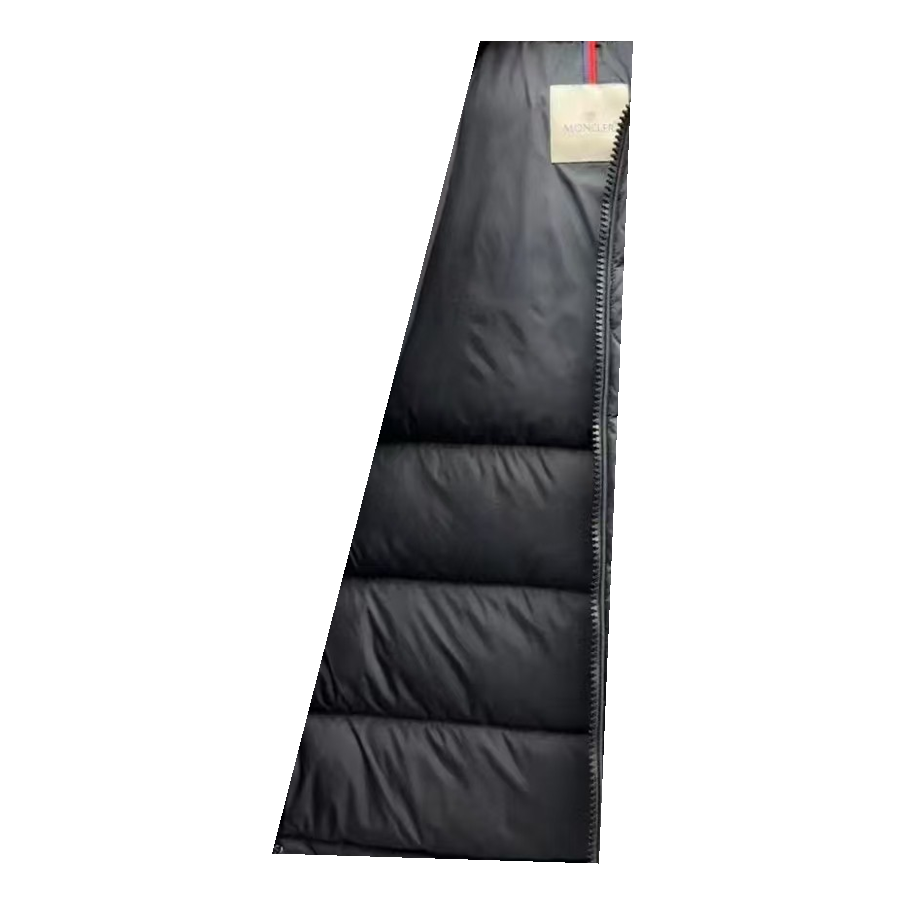 Moncler Down Puffer Jacket with Fur-Trim Hood - Black