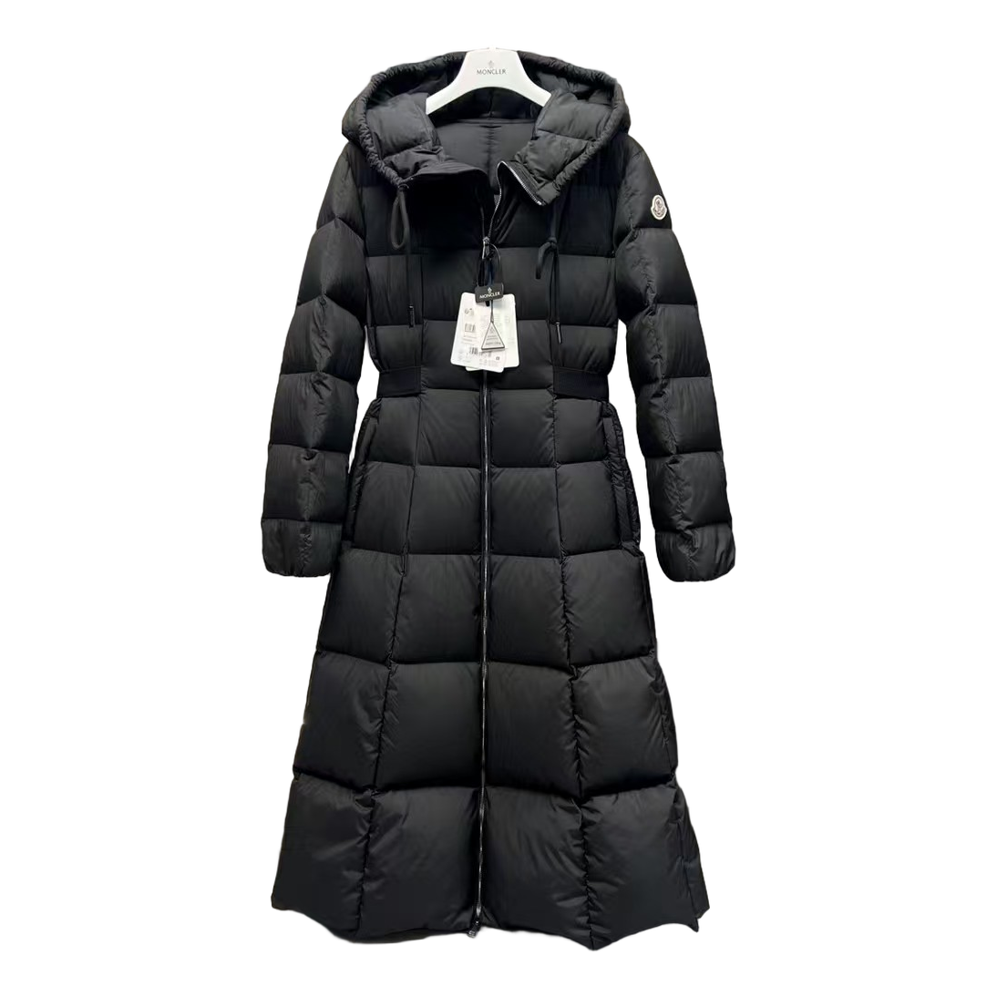 Moncler Fitted Long Hooded Down Coat - Black