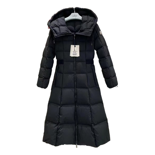 Moncler Fitted Long Hooded Down Coat - Black