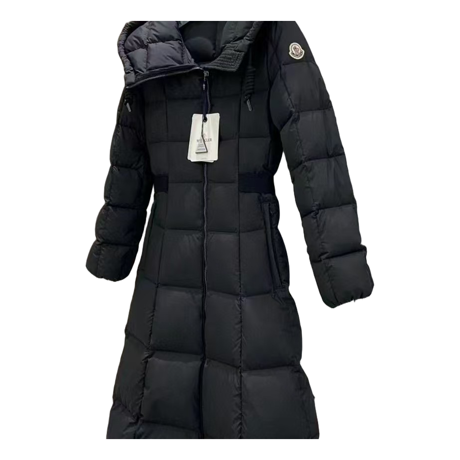 Moncler Fitted Long Hooded Down Coat - Black