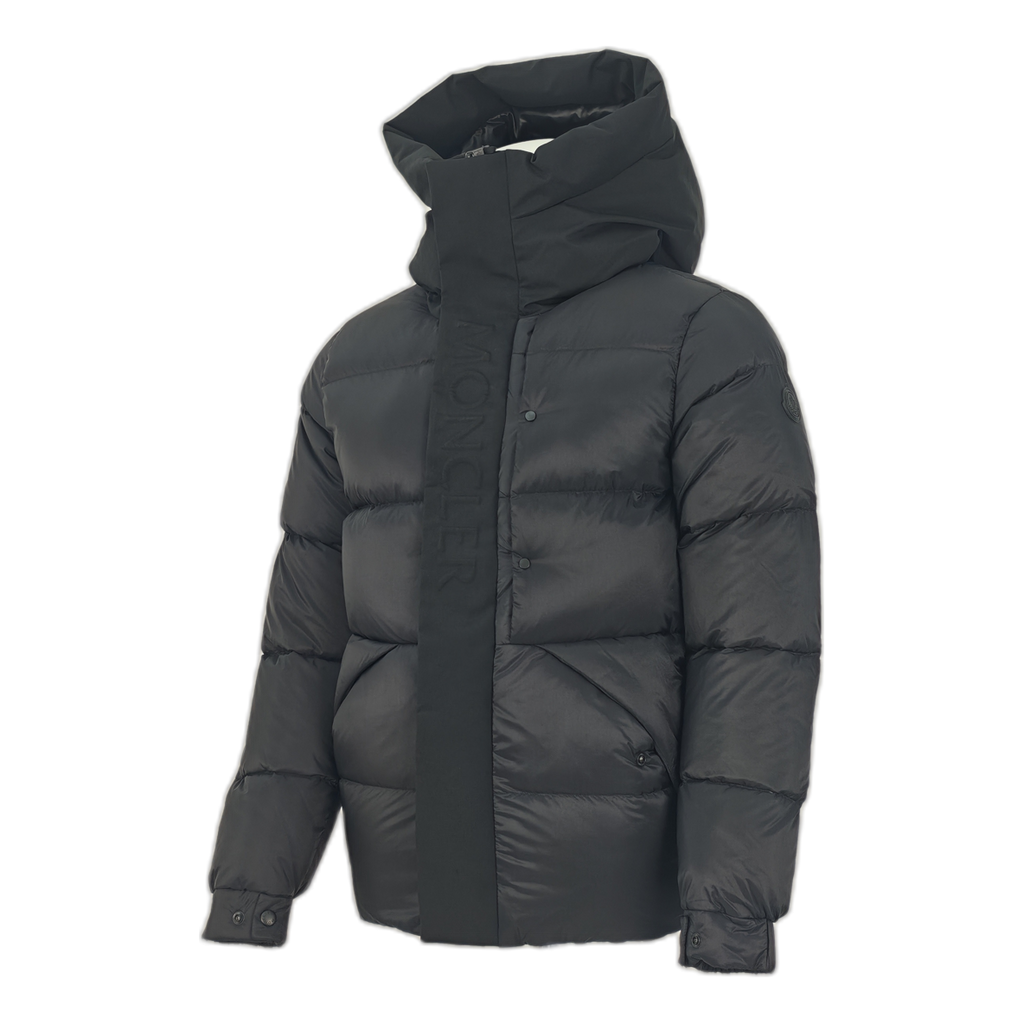 Moncler Tonal-Logo High-Collar Down Jacket - Black