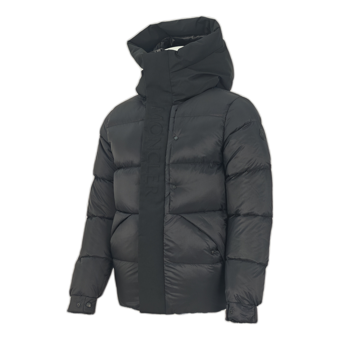 Moncler Tonal-Logo High-Collar Down Jacket - Black