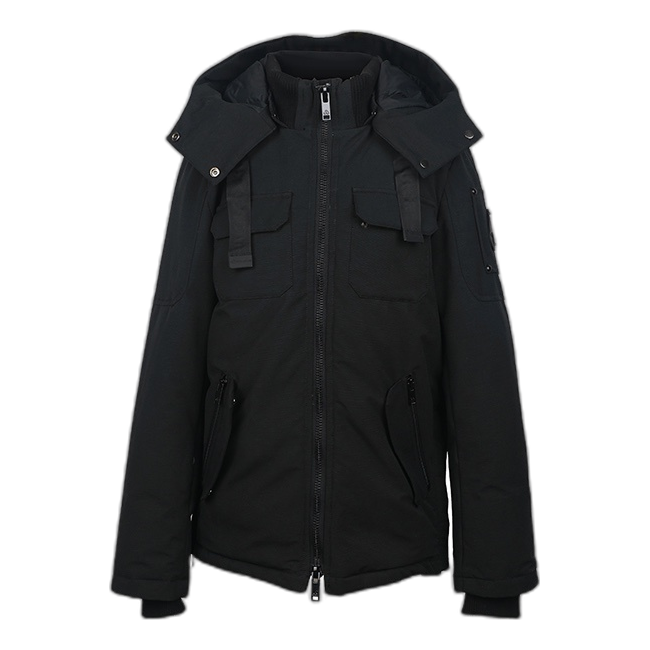Moose Knuckles Hooded Down Parka with Contrast Pockets