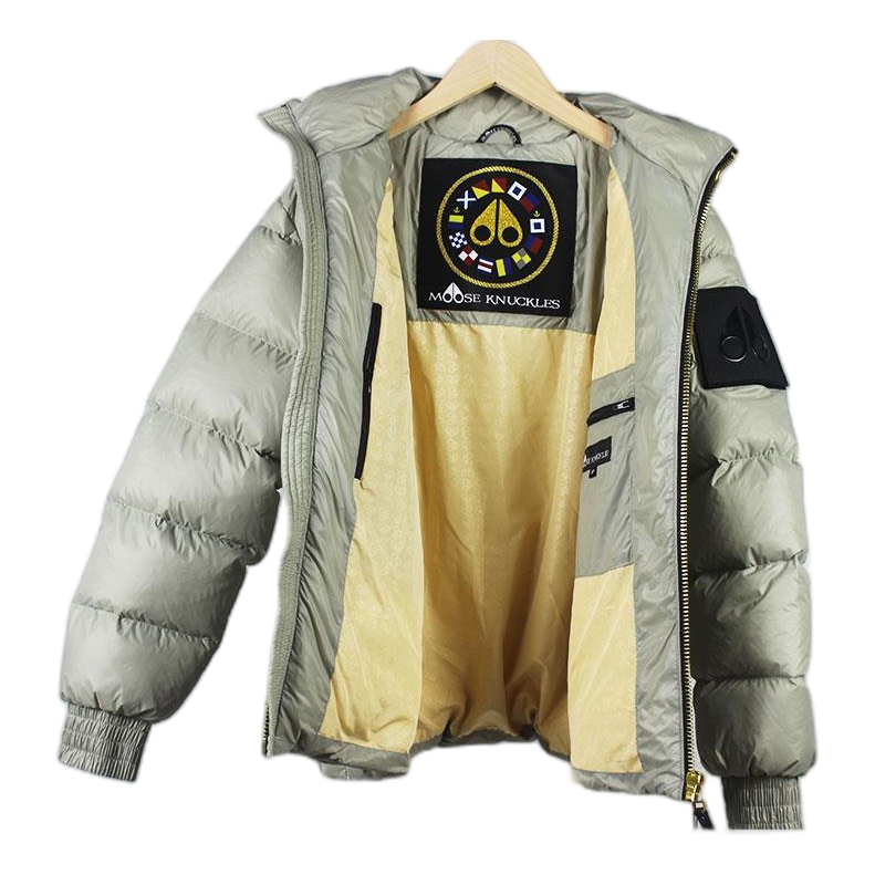 Moose Knuckles Stand-Collar Puffer Jacket – Sage Grey
