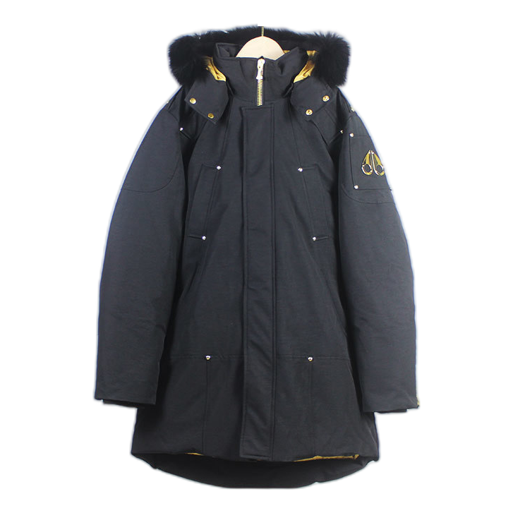 Moose Knuckles Stag Lake Parka – Black with Gold Trim & Fur Hood