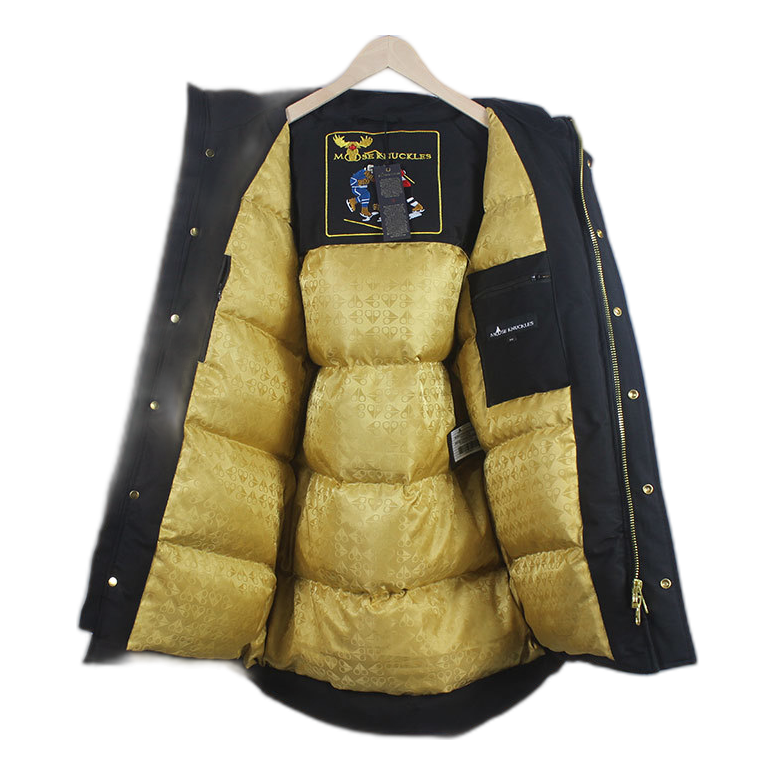 Moose Knuckles Stag Lake Parka – Black with Gold Trim & Fur Hood