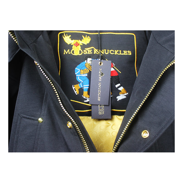 Moose Knuckles Stag Lake Parka – Black with Gold Trim & Fur Hood