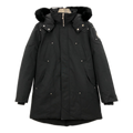 Moose Knuckles Curved-Hem Hooded Down Parka with Fur Trim - Black