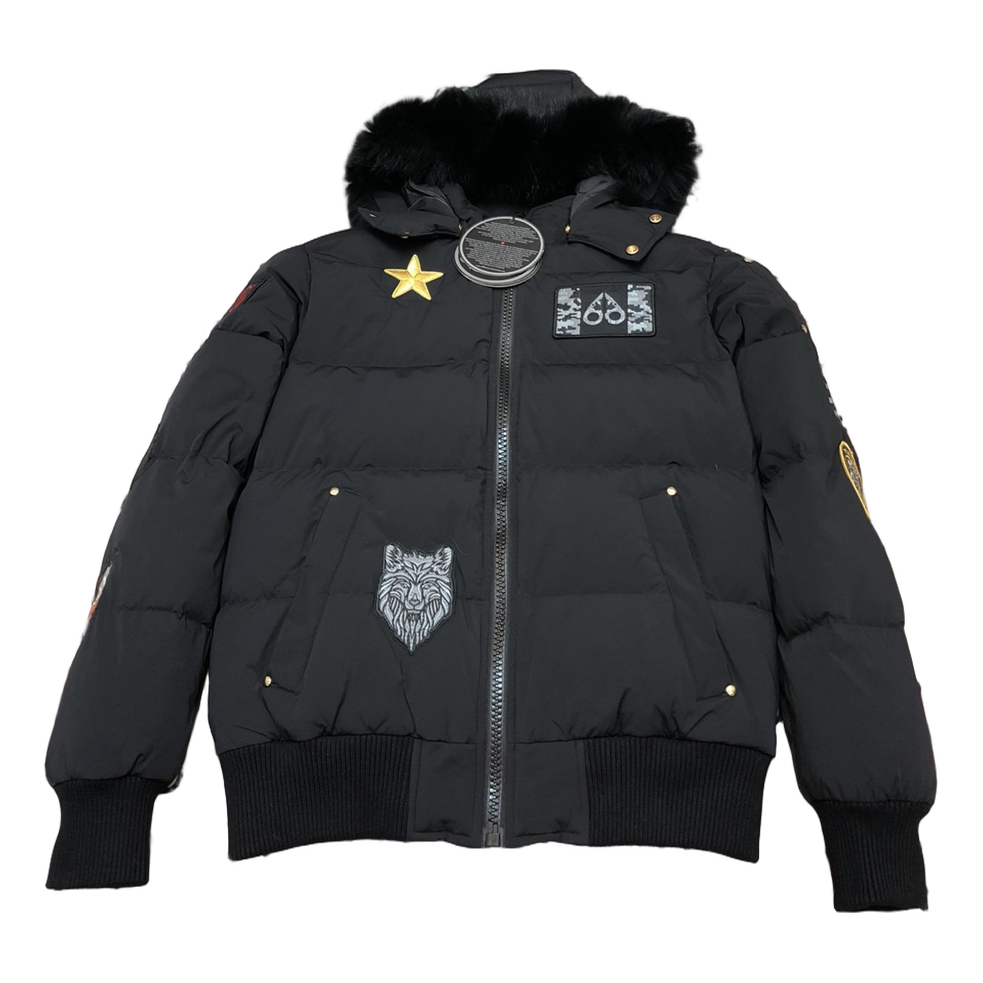 Moose Knuckles Patch-Detail Hooded Bomber – Black