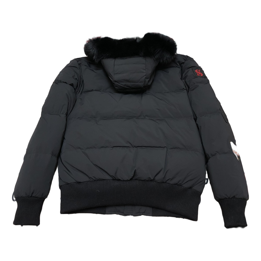 Moose Knuckles Patch-Detail Hooded Bomber – Black