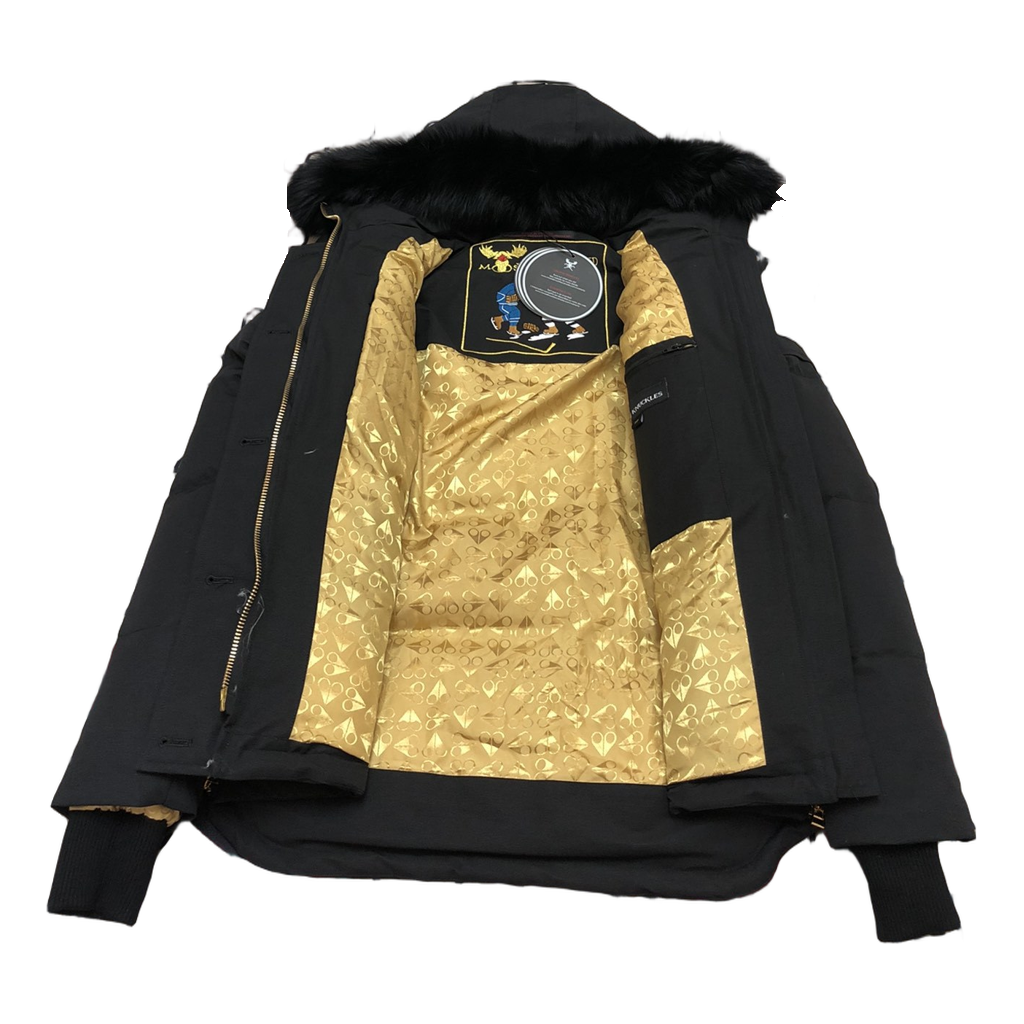 Moose Knuckles Gold 3Q Fur-Trim Hooded Puffer Jacket – Black