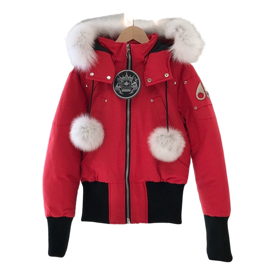 Moose Knuckles Debbie Down Bomber Jacket with Fur-Trim Collar
