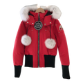 Moose Knuckles Debbie Down Bomber Jacket with Fur-Trim Collar