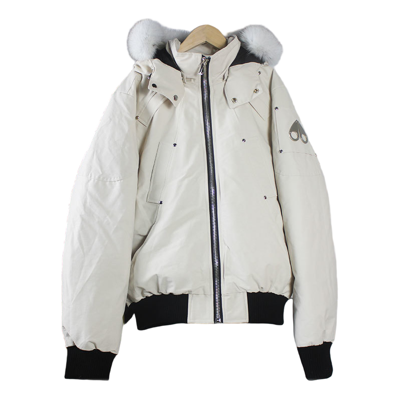 Moose Knuckles Ballistic Down Bomber Jacket with Fur Trim