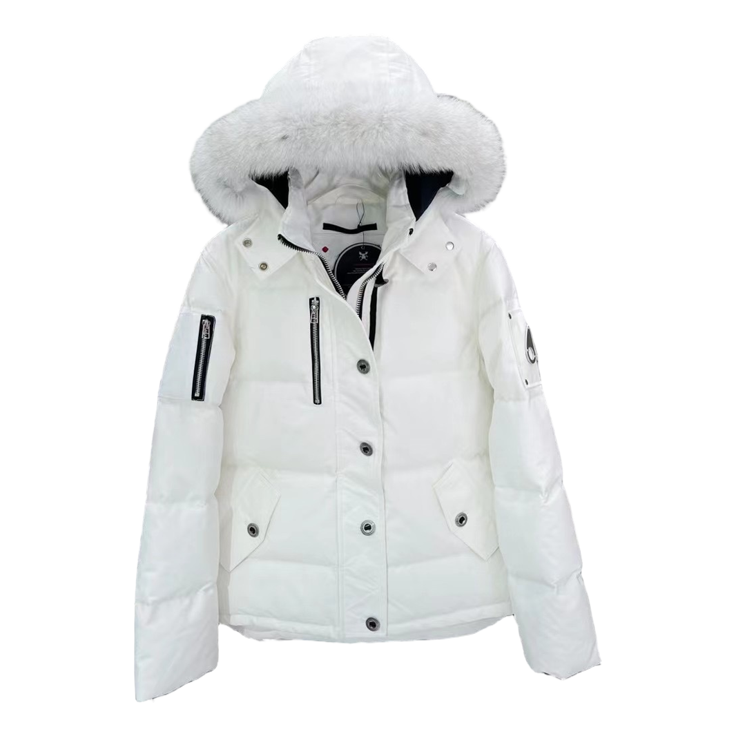 Moose Knuckles Fur-Trim Hooded Down Puffer Jacket with Chest Zip