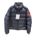 Moncler Tricolor-Band Stand-Collar Puffer Jacket - Navy