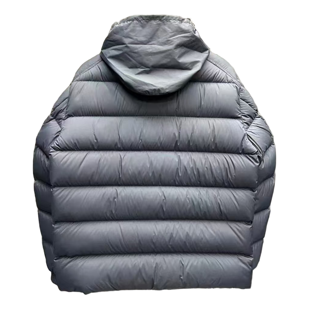 Moncler Tricolor-Band Stand-Collar Puffer Jacket - Navy