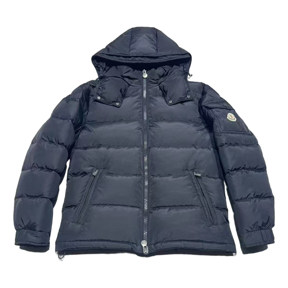 Moncler Hooded Down Jacket with Sleeve Pocket - Navy