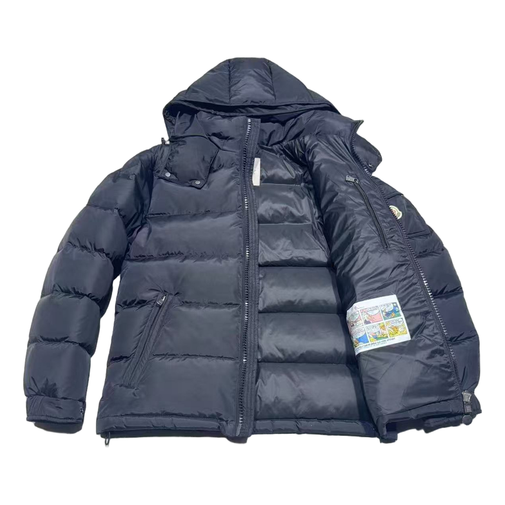 Moncler Hooded Down Jacket with Sleeve Pocket - Navy
