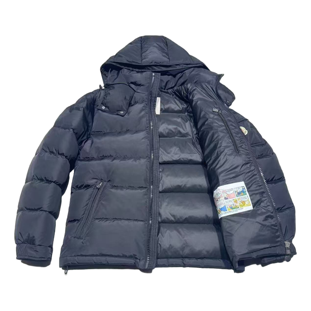 Moncler Hooded Down Jacket with Sleeve Pocket - Navy