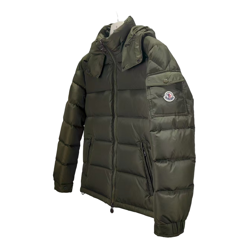 Moncler Maya Matte Hooded Down Jacket - Olive Green