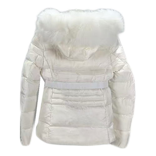 Moncler Boed Belted Fur-Trim Puffer Jacket — White
