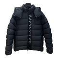 Moncler Vertical-Logo Hooded Down Jacket - Black
