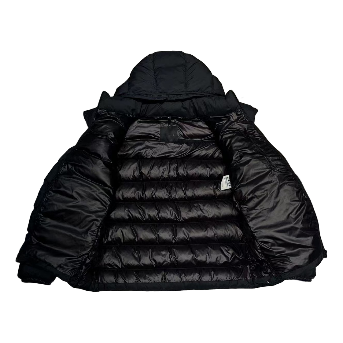 Moncler Vertical-Logo Hooded Down Jacket - Black