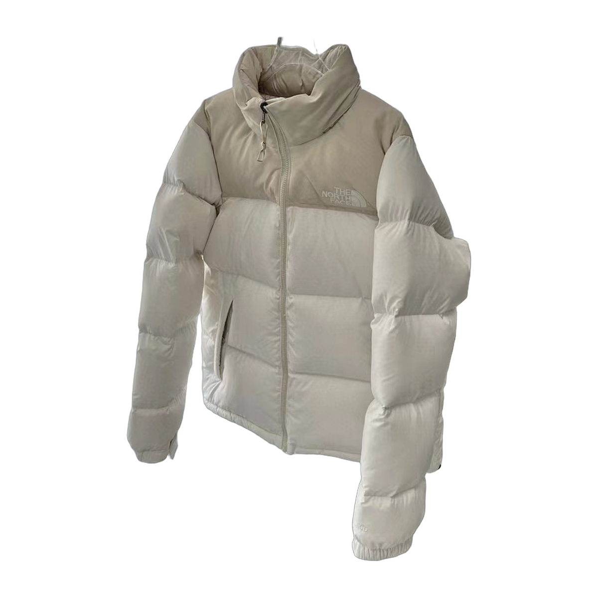 The North Face Cream Cropped Stand-Collar Puffer Jacket