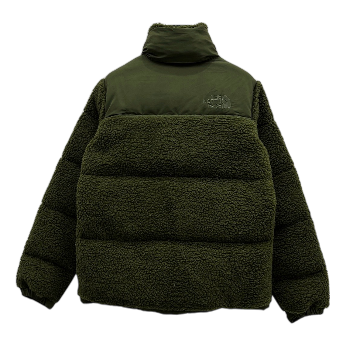 The North Face Fleece-Panel Puffer Jacket with Stand Collar - Olive