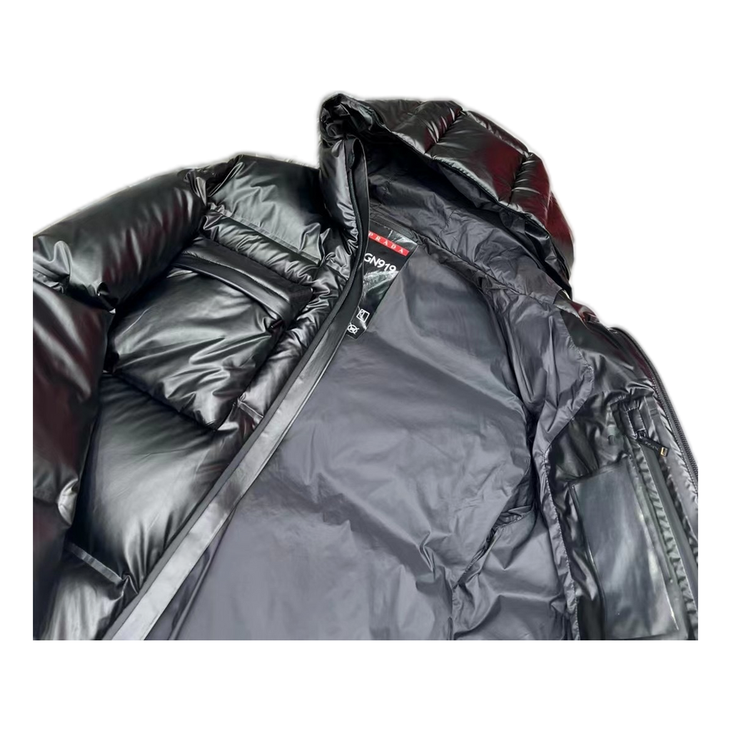 Prada Linea Rossa Insulated Hooded Puffer Jacket - Black